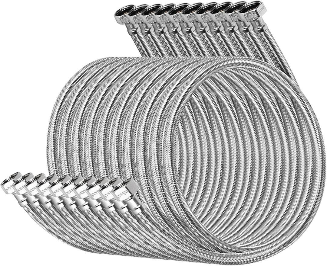 [10-Pack 24 Inch] 1/2" x 1/2" FIP Flexiable Faucet Supply Lines, Bathroom Faucet Hose Connector, 304 Stainless Steel Braided Water Supply Line for Kitchen