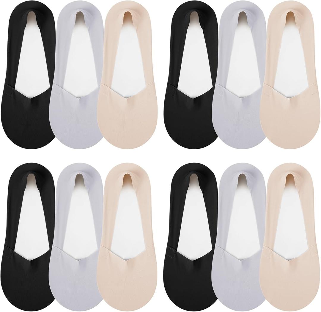 YSense Womens No Show Socks for Flats Heels 6 Pairs, Low Cut Liner Silicone Non Slip Invisible Thin Socks for Women