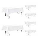 Enjoyidea Vinyl Tablecloth with Flannel Backing-6 Pack White 60x120 Inch Outdoor Waterproof Plastic Table Cloth-Wipeable Heavy Duty Oilcloth Rectangle 8 Foot Protector for Picnic Party Camping Dining