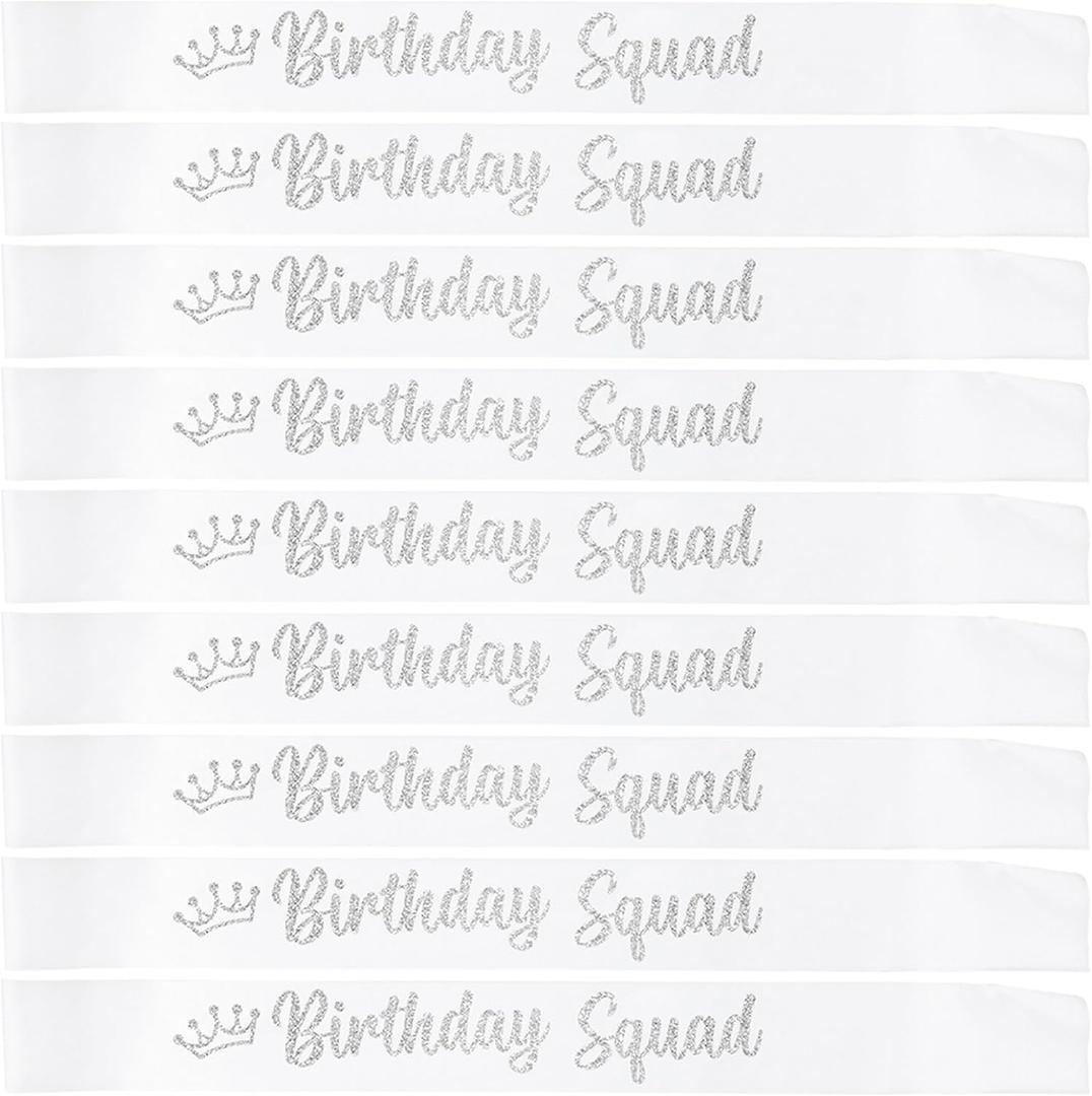 Birthday Squad Sash Pack for Women Men 16th 18th 21st 30th 40th 50th or Any Other Bday Party Supplies Decorations