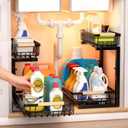 Under Sink Organizer, Heavy-Duty & Rust-Resistant Carbon Steel Metal, 2 Tier Pull Out Under Bathroom Sink Storage, Adjustable Height (13.8" -16.9"), Organizer for Kitchen Cabinet(2PCS,Black)