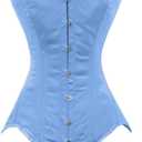 luvsecretlingerie Heavy Duty 26 Double Steel Boned Waist Training Satin Normal Torso Over bust Shaper Corset #8151-OT-SA (Medium, Light Blue Satin (Normal Torso-fit Well for 5'4"/163cm and Above))