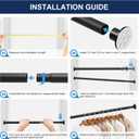 No Drilling Closet Rod, 27.5-82 Inches Hanging Closet Rod for Clothes, Closet Bar & Pole Heavy-duty, Closet Rods for Hanging Clothes For Closet Wardrobes Bathroom Laundry RV Curtains, Black