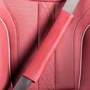 2PCS Car Seat Belt Cover Perforated Red LeatherBreathable Leather Soft Harness Pad Protect Neck and Shoulder Universal for Car, SUV (12 in)