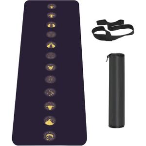 Non Slip Yoga Mat TPE Workout Mat for Men Women, Thick Workout Mat with Carrying Strap, Fitness Mats for Exercise, Yoga, Fitness, Pilates, Floor Workouts (72" x 24" x 6mm) (12 Signs)