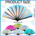 12 Pcs Large Rave Fan Bulk for Line Dancing Holographic Folding Hand Fans Iridescent Clack Fan for Craft Holding Laser Outfits Women Men Outfit Club Line Dancing, 6 Colors(Classic Color)
