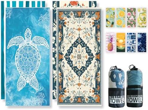 Beach Towels Oversized - 2 Pack 78'' X 35''(200 x 90 cm) Extra Large Beach Towels, 250 GSM Thicken Microfiber Sand Free Lightweight Quick Dry Beach Towel, Yoga Pool Gym Camping Travel Towel for Adults
