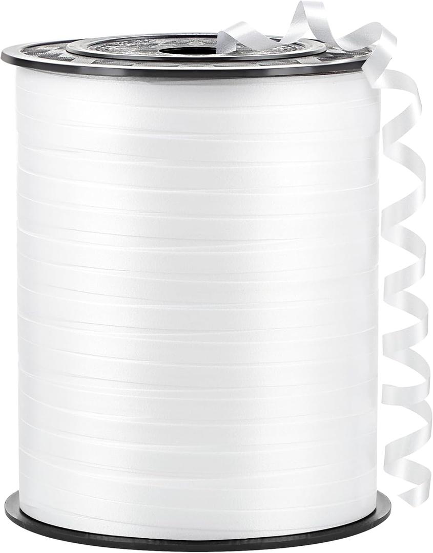 500 Yards White Curling Ribbon, 1/5 Inch Balloon String Ribbon for Birthday Party Decoration, Gift Wrapping, Art Crafts, Florist Flower, Matte White