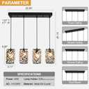 Pendant Lights Kitchen Island, 25.6 Modern Farmhouse Crystal Pendant Lighting, K9 Crystal Chandelier for Dining Room, Entryway & Bar, Adjustable Hanging Light Fixture (E26 Base, Bulbs Not Included)