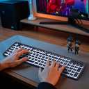 KOPJIPPOM Backlit Wireless Keyboard, 2.4G Silent Wireless Light Up Keyboard, Full Size Computer Keyboards with 7 Colored Backlits, Rechargeable Keyboards for Windows, PC, Laptop (Black, Normative)