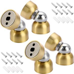 Sumnacon Magnetic Door Stoppers, 4 Pack Powerful Stainless Steel Doorstop Wall Mount Metal Door Holder to Keep Doors Open, Heavy Duty Modern Gold Door Stops for Home Office Bedroom Bathroom