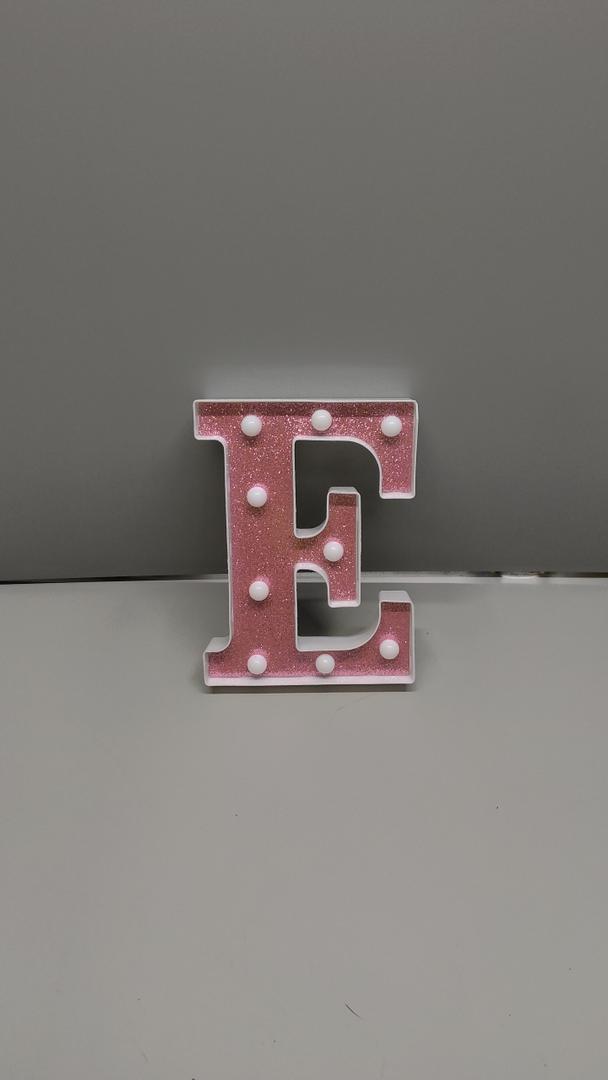 Small Led Marquee Letters, Light Up Letters, 8.58 Inch Led Letter Lights, Battery Powered Lighted Sign for Table, Party, Birthday, Christmas Decor (Pink Glitter, Letter E)