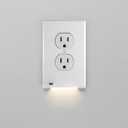 AMERELLE Universal LumiCover Wallplate with Built-In Night Light, Standard Duplex, White - Easy DIY Installation, Convenient Low-Profile Design
