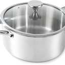 6QT Stainless Steel Stock Pot with Lid and Encapsulated Bottom- Professional Soup Pot - Thick Bottom Stockpot for Cooking, Stewing, and Canning, Dishwasher Safe