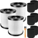 3 Pack DCV5801H HEPA Filter Compatible with DEWALT DCV580H, DCV581H 20V MAX Wet/Dry Vacuum, with 6 Foam Sleeve Filters & 1 Brush