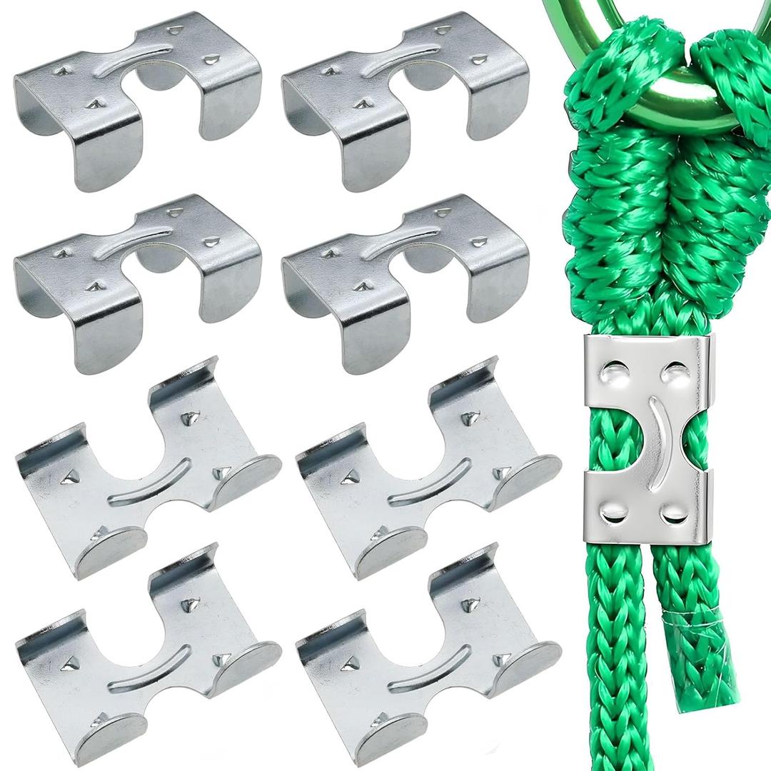 8PCS Heavy Duty Double Rope Clamp Heavy Duty Braided Rope End Clamp Metal Loop End Clamp for Twisted or Braided Rope from 3/8 "to 1/2"