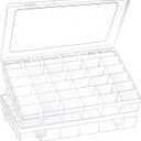 2 Pack 36 Grids Clear Plastic Organizer Box with Adjustable Dividers, Small Craft Organizers and Storage, Compartment Container for Bead, Nail, Jewelry, Art, DIY Crafts, Fishing Tackle, Small Items