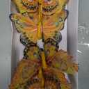Berfutall-Artificial Feather 3D Butterfly Party Decorations Set of 12 with Wire 6 Color Yellow Series Ornaments for Home Decoration