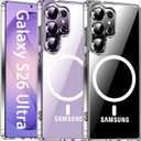 Magnetic Case for Samsung Galaxy S26 Ultra,Ultra Thin Phone Case with Camera Bumper [Compatible with Magsafe] Shockproof Protective Cover for Galaxy S 26 Ultra 2026,Clear