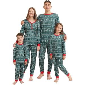 Family Matching Christmas Pajamas Set, Cute Elk Sleepwear for Boys Girls Dad Mum (Small, Green)