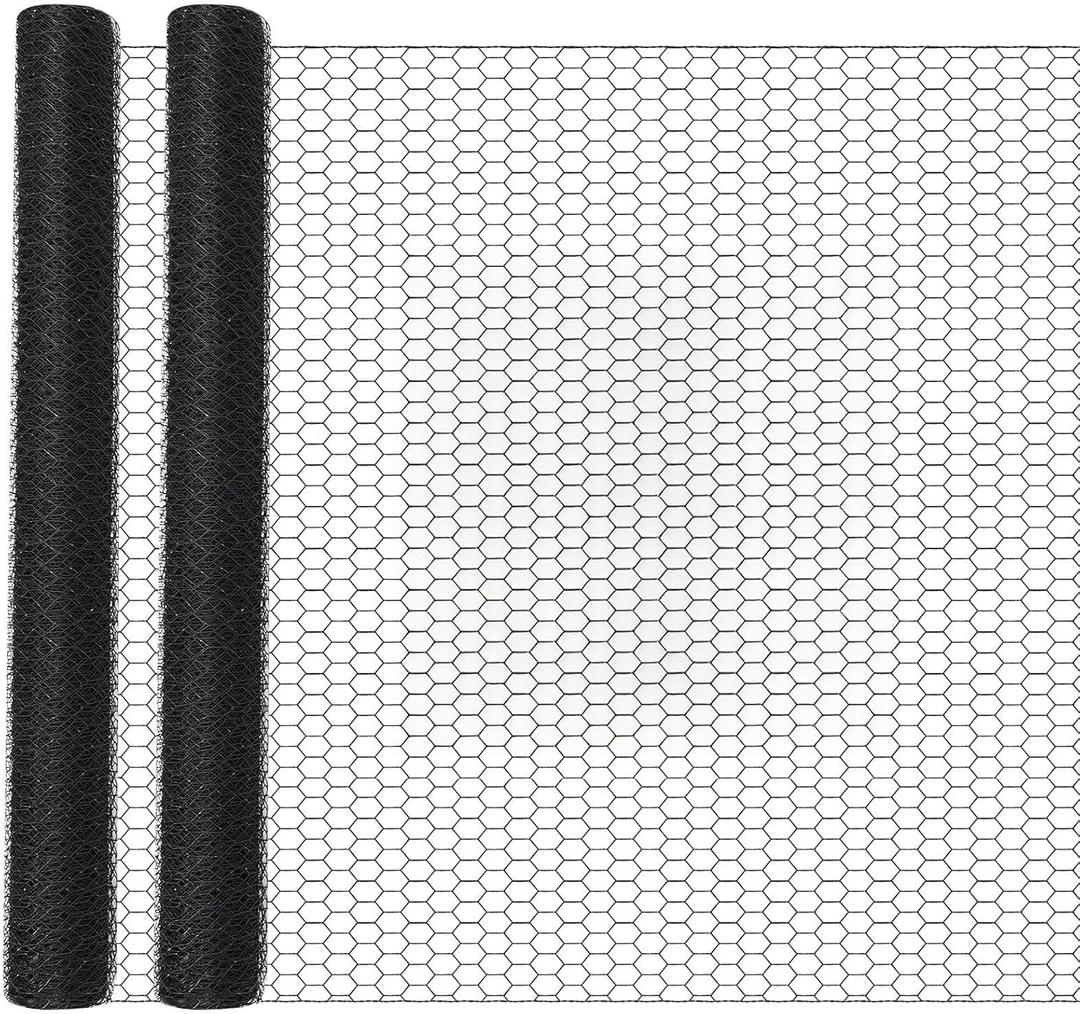 GlikCeil 36 in x 200 ft Chicken Wire Fencing Metal Floral Chicken Wire Mesh for Crafts Poultry Garden, 1 Inch Hexagonal Galvanized Hardware Netting for Poultry Coop Barrier Rabbit Cage (Black)