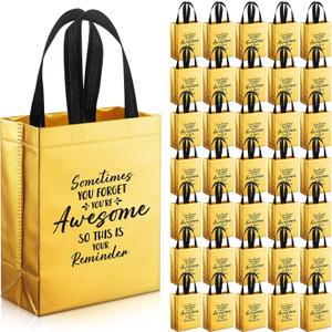 36 Pcs Thank You Reusable Gift Bags Employee Appreciation Gift Bags Sometimes You Forget You're Awesome Team Appreciation Gift for Employee Teacher Student Coworker Secretary Assistant Gift(Gold) (1 count (Pack of 36))