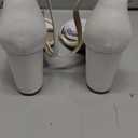 Allegra K Women's Satin Open Toe Ankle Strap Chunky Heels Sandals (6.5, White)