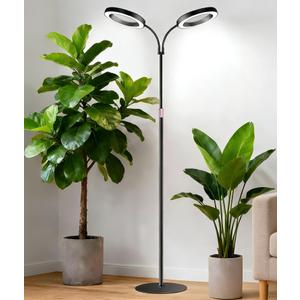 Grow Lights for Indoor Plants, 2-Head Full Spectrum LED Plant Light with Stand, 67" Adjustable Height, 3/9/12H Timer, 10 Dimmable Levels & 3 Lighting Modes