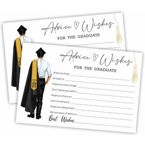 4 x 2025 Graduation Advice Card - Blessings and suggestions for Men graduates, Bachelor's clothing style fill in 30 suggestion cards with envelopes, Graduation Supplies, Party Decorations and Favors - A02