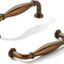 khtumeware 2 Pack 4inch(102mm) Hole Center Antique Brass Cabinet Pulls Solid Heavy-Duty Tradition Handles Hardware for Bathroom Dressers Pull cabinets wardrobes Closet Doors