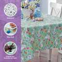 Newbridge Easter Cotton Tail Bunny Party Vinyl Flannel Backed Spring Tablecloth - Cottage Style Bunny Rabbit, Easter Egg & Floral Wipe Clean Easy Care Vinyl Tablecloth, 52" x 52" Square