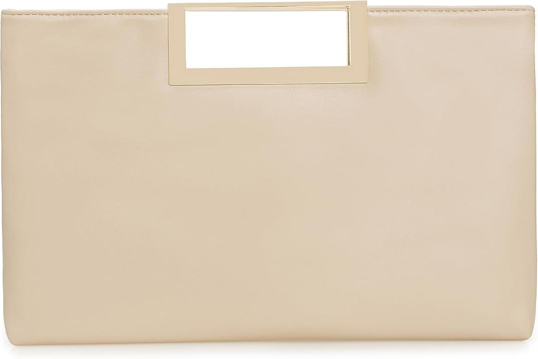 CHARMING TAILOR Fashion PU Leather Handbag Stylish Women Convertible Clutch Purse (Beige)