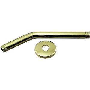Westbrass 1/2" IPS x 10" Shower Arm with Sure Grip Flange, Polished Brass, D302-1-01