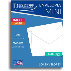 Desktop Publishing Supplies White Florist Size Envelopes - 100 Pack (2 3/8" x 3 5/8")