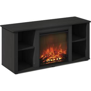 Furinno Jensen Fireplace TV Stand, NO Heat Decorative Electric Fireplace TV Stand for TV up to 55 Inch, with Open Storage, for Living Room, Americano