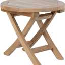 Teak Wood Folding 20”-Inch Outdoor Coffee Table - Perfect for Camping & Outdoor Entertaining - Ideal for Backyard, Front Porch, Balcony (Round), Round, 20-inch diameter x 18-inch height