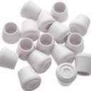 Furnigear Chair Leg Tips Caps Non-Slip Rubber Leg Tips 7/8 Inner Diameter Chair Leg Floor Protectors Round White, 16 Pack