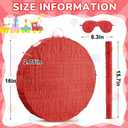 Jenaai 16 Inch Round Red Piñata Large circle Blank Piñata with Stick, Blindfold and Confetti for Adults and Kids' Birthday Parties Game DIY Wedding Celebration Baby Shower Carnival Party Supplies