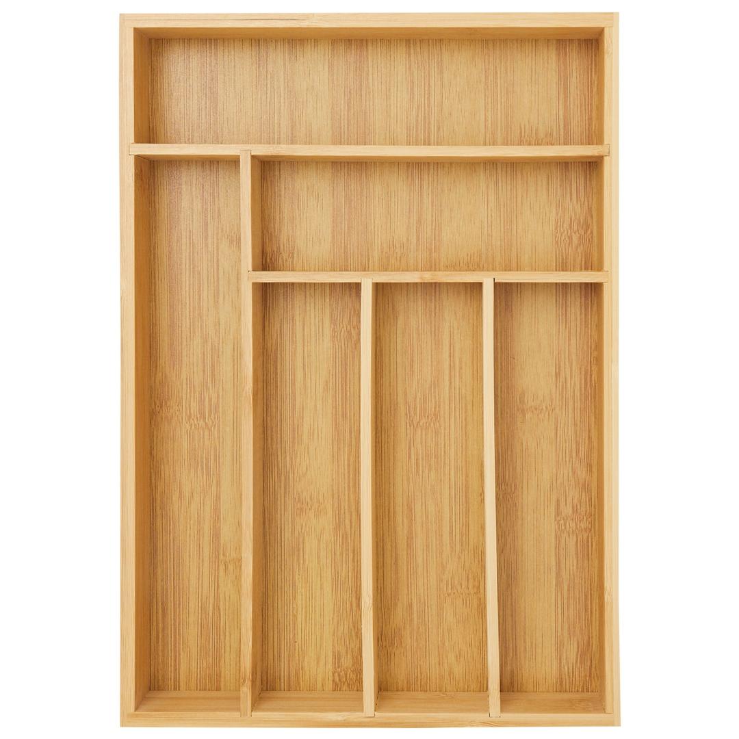Juvale Bamboo Drawer Organizer Tray with 6  Dividers for Kitchen Utensils, Cutlery 