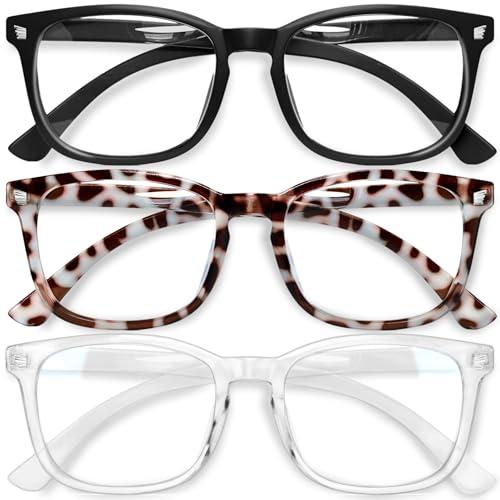 Gaoye Stylish Blue Light Glasses for Woman - Computer Glasses 99% Blue Light Blocking - Lightweight TR90 Frames - 3 pack