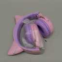 Riwbox CF9 Cat Ear Kids Bluetooth Headphones with LED Light Up,Safe 85dB Volume Limit,Built-in Mic&Boom Mic for Calls,Kids Wireless&Wired Headphones for Tablet/Airplane/School/Online Learning (Purple)