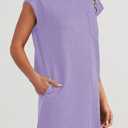 Poetsky Women's Summer Casual T Shirt Dress Short Cap Sleeve Crewneck Loose Basic Shift Mini Dresses (Purple, XXL)