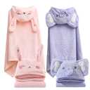 FOINEMYED 2 Pack Hooded Towels for Toddlers - Thick 55" x 27.5" Baby Bath Towel Set for Girls and Boys - Super Absorbent, Age 1-5, Elephant & Rabbit