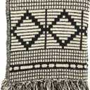 Bloomingville Soft Recycled Cotton Blend Throw with Diamond Pattern, Black and Beige