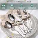 49-Piece Silverware Set with Bamboo Organizer for 8, Heavy-Duty Stainless Steel Flatware Set with Steak Knives, Rust-Proof & Mirror Polished, Dishwasher Safe(organizer is only for packaging)