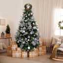 Wironlst 16 Pcs Glitter Poinsettia Flowers Artificial - Christmas White Poinsettia Decorations Tree Flowers Ornaments for Xmas/Holiday/Seasonal/Wedding Decor(Silver)