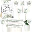 Newcotte Baby Shower Party Favors Succulent Tags Include 1 Piece Wooden Table Sign 50 Sets Succulent Plant Marker Succulent Favors Baby Shower Decoration(Greenery)