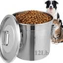 304 Stainless Steel Dog Food Storage Containers with Airtight Lid and Locking Clamp, Fits up to 12Lbs, Large Pet Food Storage Container Metal Pet Food Bin for Dogs, Cats & Birds Seed, Keep Fresh