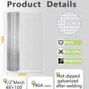1/2 Inch 19 Gauge Hardware Cloth, 48" x100' Double-Layer Hot-Dip Galvanized After Welding, Heavy-Duty Chicken Wire,Rabbit/Garden Fence Mesh Roll - Durable Welded Poultry Netting, Tree Guard