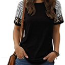 Adibosy Women Summer Casual Shirts: Short Sleeve Striped Tunic Tops - Womens Crew Neck Tee Tshirt Blouses, M